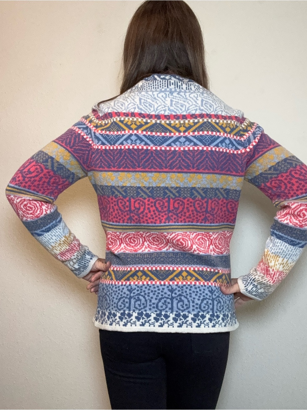 NWT IVKO Multicolor Jacquard Button Cardigan Sweater Runs Small size EU 42 - Picture 5 of 16